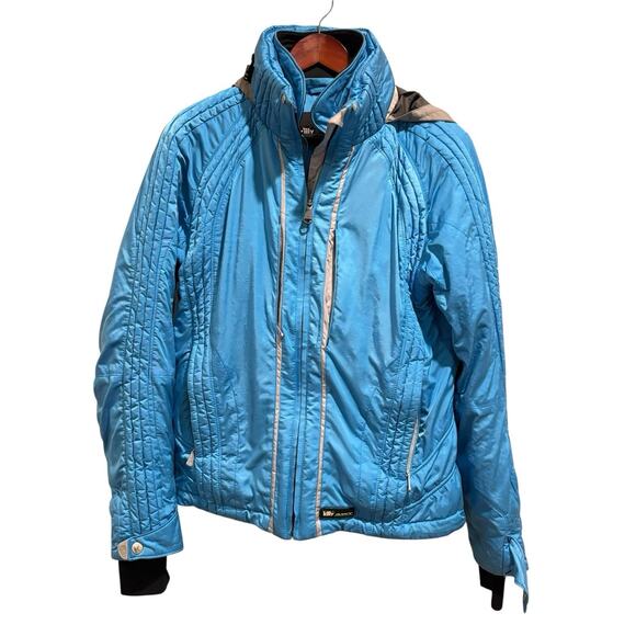 Killy AWT Women’s Hooded Ski Snow Jacket C 0735 Blue Silver Trim Size 12 - Picture 1 of 16